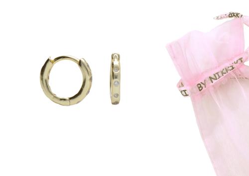 BY NIKKI Oorringen, zilver verguld met zirkonia (diameter: 8mm.) - 23665