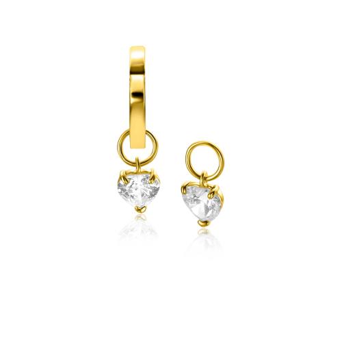 Zinzi Oorbedels, model ZGCH422 14krt.goud met zirconia hart 5mm. (excl.oorringen) - 23697