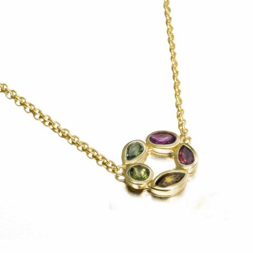 Jorge Revilla Collier, zilver verguld met multi-Toermalijn Morning Collection (lengte 40-45cm.) - 23757
