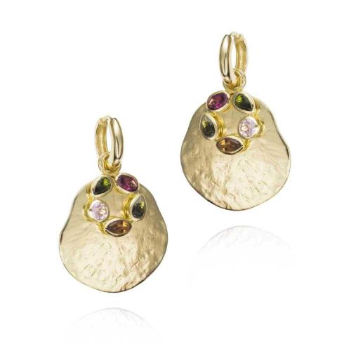 Jorge Revilla Oorhangers, zilver verguld met multi-Toermalijn Morning Collection (lengte: 39mm.) - 23758