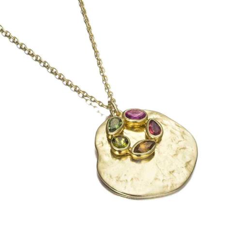 Jorge Revilla Collier, zilver verguld met multi-Toermalijn Morning Collection (lengte 40-45mm.) - 23759