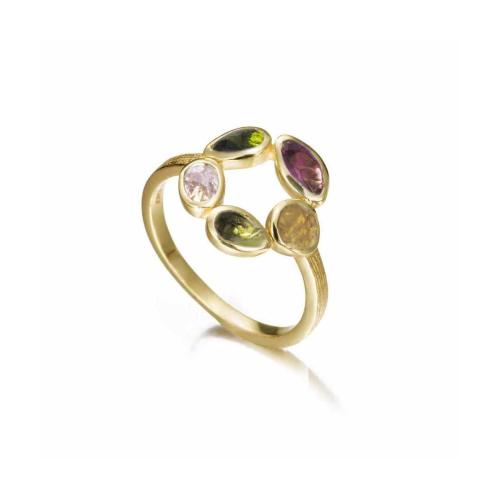 Jorge Revilla Ring, zilver verguld met multi-Toermalijn Morning Collection (maat 18) - 23760