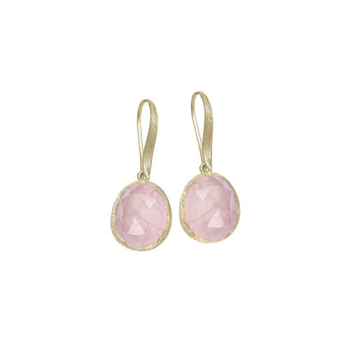 Jorge Revilla Oorhangers, zilver verguld met Rose Quartz Shade Collection (lengte: 34mm.) - 23769