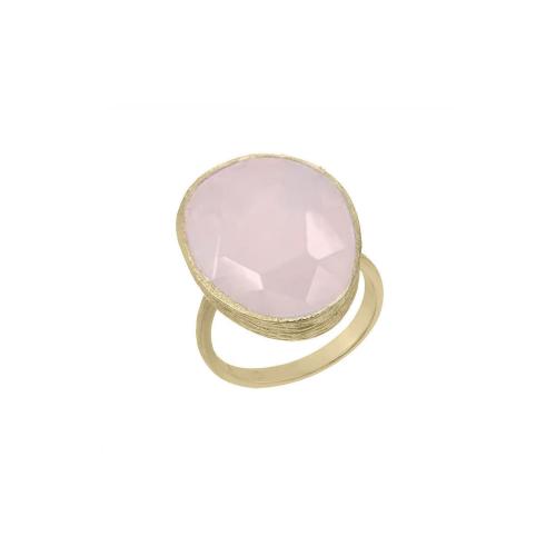 Jorge Revilla Ring, zilver verguld met Rose Quartz 24mm. Shade Collection (maat: verstelbaar) - 23773