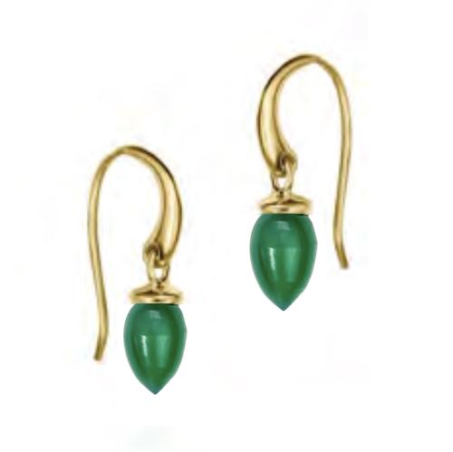 Jorge Revilla Oorhangers, zilver verguld met Green-Onyx Pendulum Collection (lengte: 23mm.) - 23789