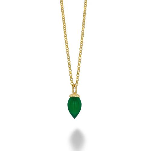 Jorge Revilla Hanger, zilver verguld met Green-Onyx Pendulum Collection excl.collier (lengte: 14mm.) - 23790