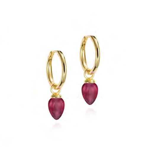 Jorge Revilla Oorhangers, zilver verguld met Robijn Pendulum Collection (lengte: 28mm.) - 23791