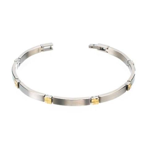 Boccia Armband, model  0329-04 titanium/bicolour breedte schakel 4,5mm.(20cm.) - 23802