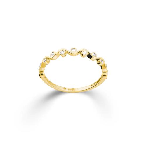 Ring, 14krt.goud met diamant totaal 0,08ct. (maat 56) - 23831