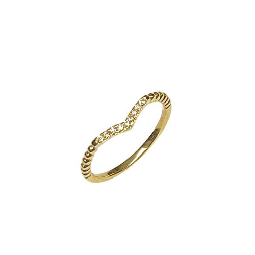 Ring, 14krt.goud met diamant totaal 0,07ct. (maat 54) - 23833