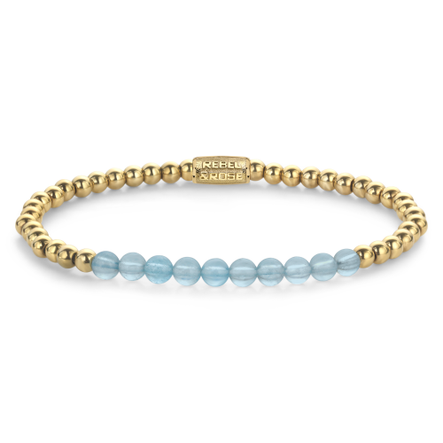 Rebel and Rose Armband Blue Sky meets Yellow Gold  4mm (16,5cm) - 23844
