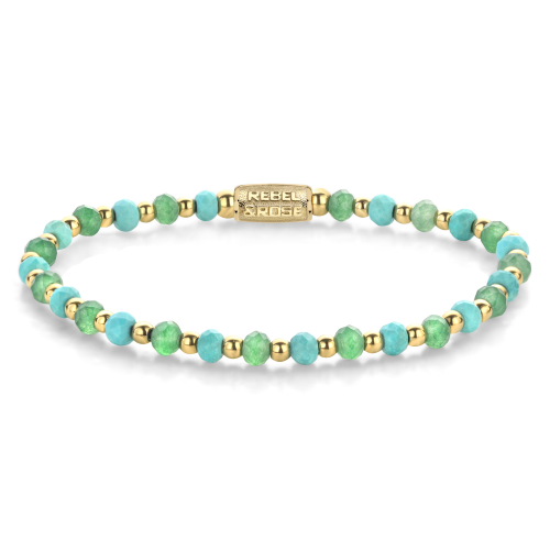 Rebel and Rose Armband Blue Green Adventure - 18 ct yellow gold ionplated 4mm (16,5cm) - 23846