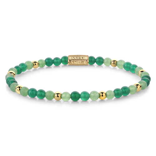 Rebel and Rose Armband Green Morning Vibes - 18 ct yellow gold ionplated 4mm (16,5cm) - 23851
