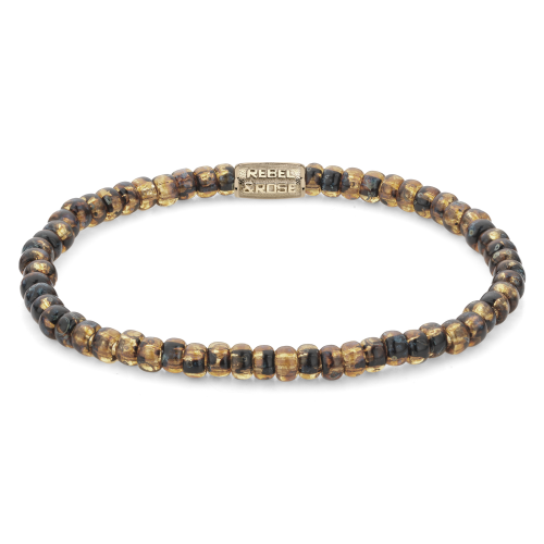Rebel and Rose Armband Glass Rocks Tiger Gold 4mm (16,5cm) - 23854