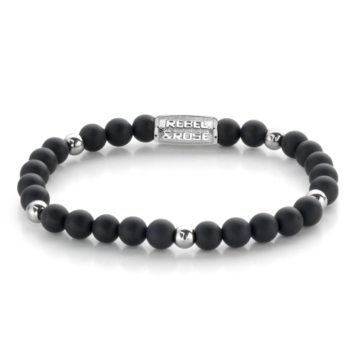 Rebel and Rose Armband Matt Black Madonna 6mm (16,5cm) - 23856
