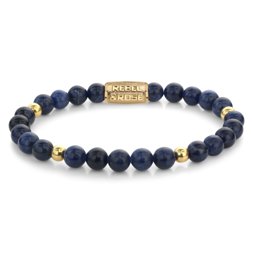 Rebel and Rose Armband Midnight Blue - 18 ct yellow gold ionplated 6mm (16,5cm) - 23864