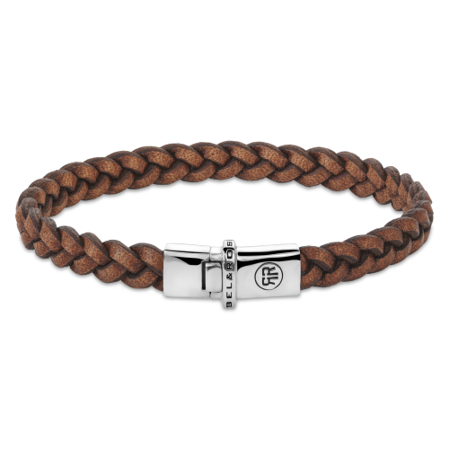 Rebel and Rose Armband Small Braided Raw Cognac (19cm) - 23888