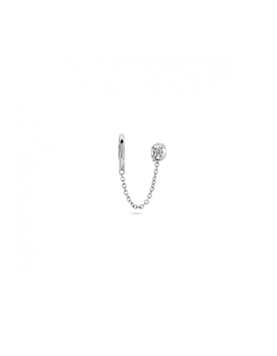 HC Oorsieraad, zilver klapoorring met oorknop zirkonia PER STUK - 23910