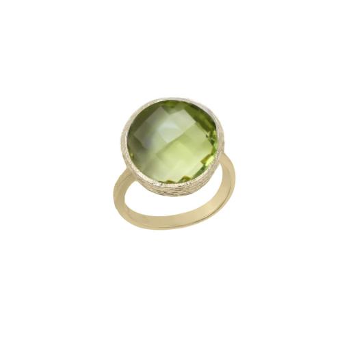 Jorge Revilla Ring, zilver verguld met Rose Quartz 18mm. Shade Collection (maat: verstelbaar) - 23924