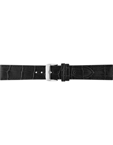 Vlakke of dunne alligatorafdruk, kalfsleer horlogeband met roestvrijstalen gesp en zachte nubuck voering. Zelfde als 46460 maar nu 4 mm aflopend. Geschikt voor vouwsluiting. - 23940