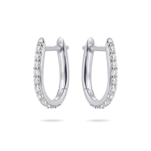 HC Oorringen, zilver met zirkonia ovaal (2x15mm.) - 23956