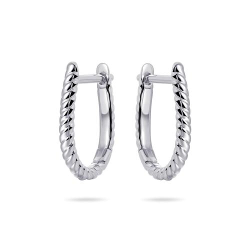 HC Oorringen, zilver ovaal getorst (2x15mm.) - 23958