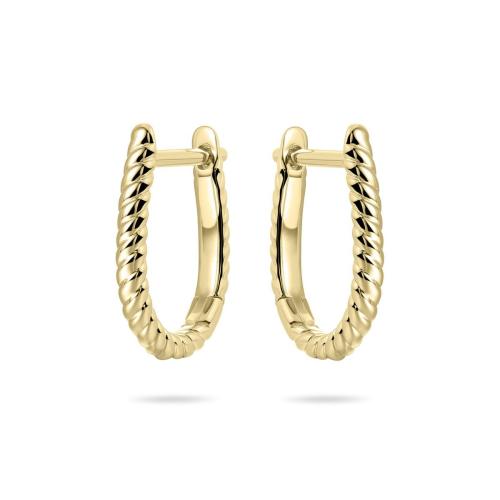 Oorringen, zilver verguld ovaal getorst (2x15mm.) - 23959