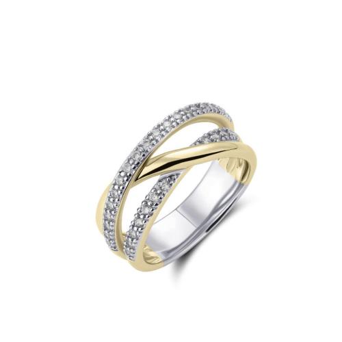 Ring, zilver/verguld met zirconia - 23960