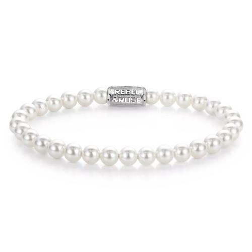 Rebel and Rose Armband Pearl Gem 6mm (maat S: 16,5cm) - 23965
