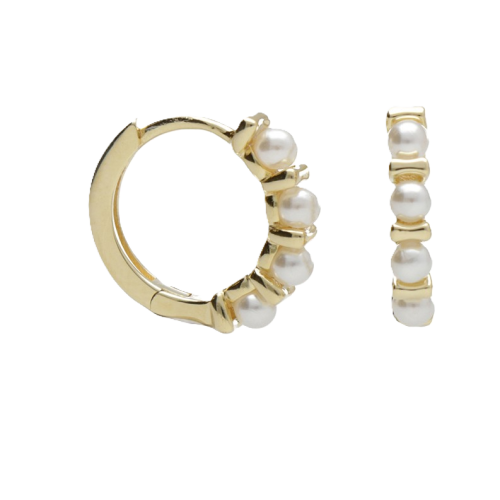 BY NIKKI Oorringen, zilver verguld met parel (diameter: 14mm.) - 23985