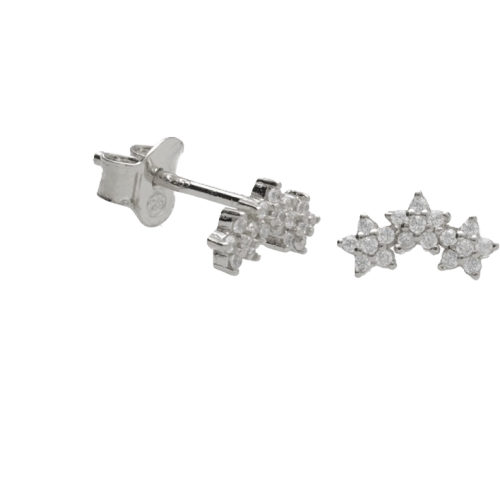 BY NIKKI Oorknoppen, zilver sterren met zirkonia (diameter: 14mm.) - 23986