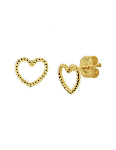 Oorknoppen, 14krt.goud hart (6x7mm.) - 23991