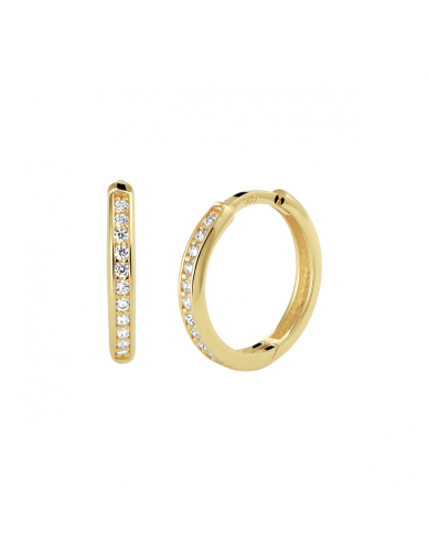 Oorringen, 14kt.goud met zirkonia (14x2mm.) - 24009