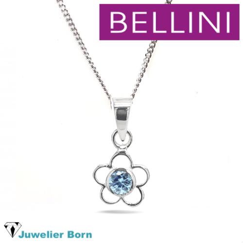 Bellini Collier, model 574.068 bloem blauw zirk. (lengte: 34-38cm.) - 24037