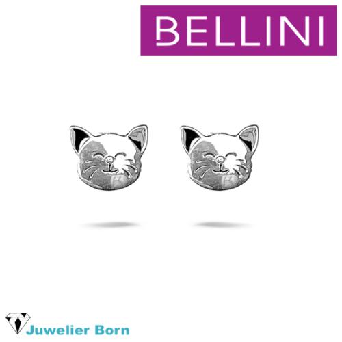 Bellini Oorknoppen, model 575.070 poes met zwart emaille - 24043