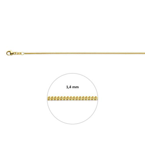 Collier, 9 karaat gourmette 1,4 mm. (lengte: 50cm.) - 24049