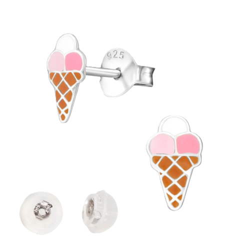 BY NIKKI Oorknoppen, zilver icecream - 24066