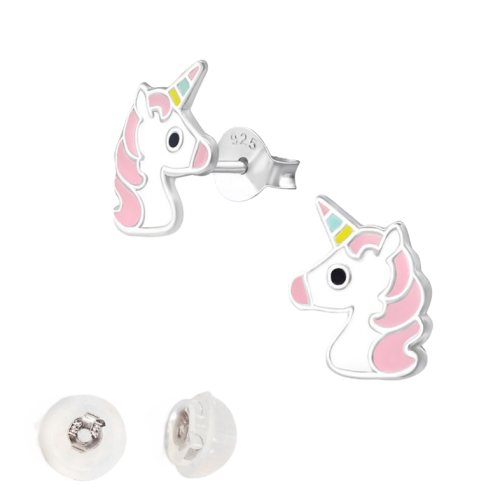 BY NIKKI Oorknoppen, zilver unicorn - 24068
