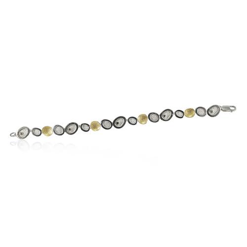 AUDAR Armband, model 1873 zilver met 18krt.goud (lengte:19cm.) - 24073