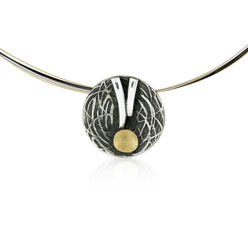 AUDAR Collier met hanger, model P1981S zilver/18krt.goud 29mm. (lengte:45cm.) - 24077