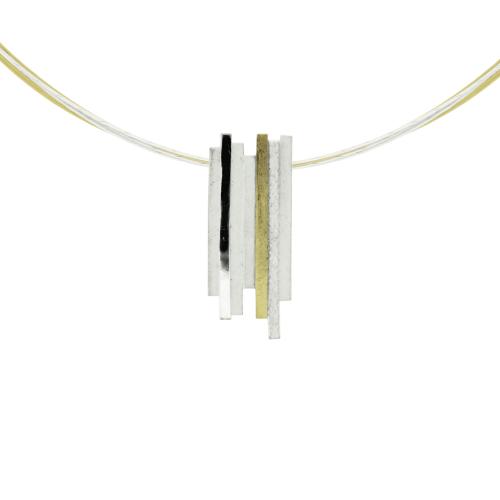 AUDAR Collier met hanger, model P1992S zilver/18krt.goud 29mm. (lengte:45cm.) - 24078