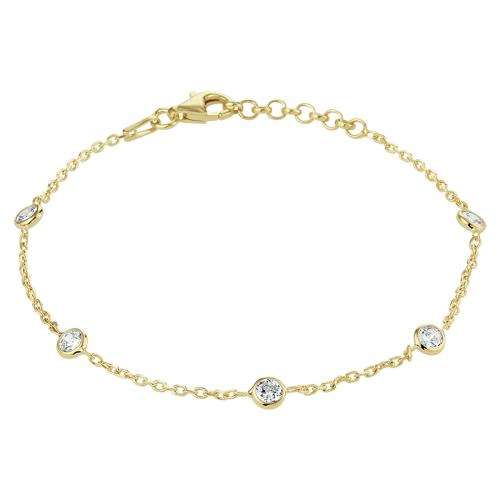 HC Armband, zilver verguld met  zirkonia (lengte: 17-19cm.) - 24085