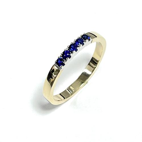 Eclat Alliance ring, model M101 met 5x blauw saffier (maat 17,5) - 24098