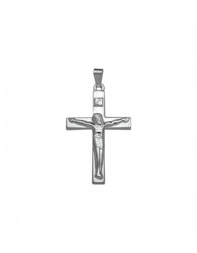 Hanger, zilver kruis met corpus (30x18mm.) - 24100
