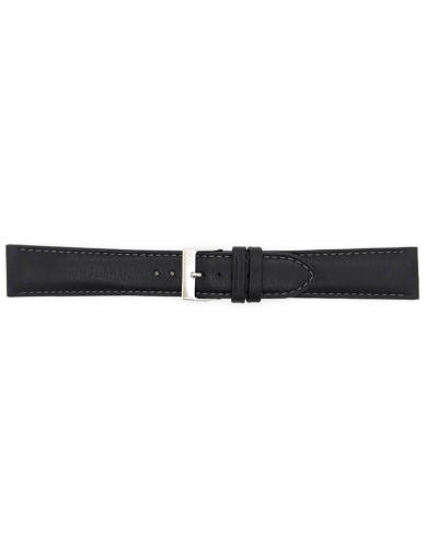 Horlogeband 20mm, superzacht nappa. Zwart - 24106