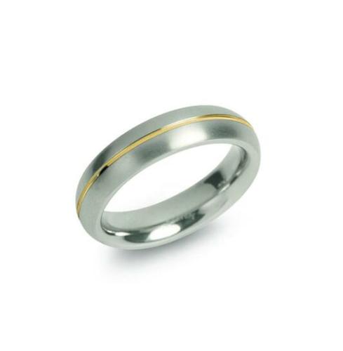 Boccia Ring, titanium model 0130-02 breedte: 5mm. deels verguld (maat 64) - 24140