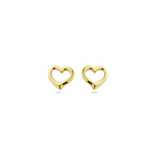 HC Oorknoppen, zilver verguld hart (8mm.) - 24181