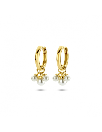 HC Oorringen, zilver verguld met zoetparels (17mm.) - 24185