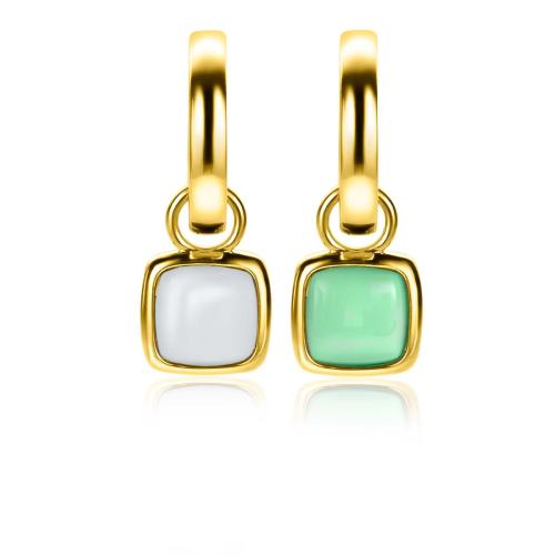 Zinzi Oorbedels, Model ZICH2308 draaibaar mintgroen en wit onyx excl.oorringen (10mm.) - 24199