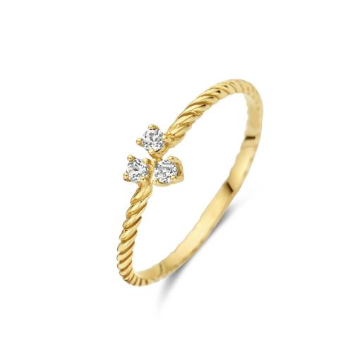 Jackie Ring,14krt.goud "Triangle WhiteTopaz" (maat 54) - 24237